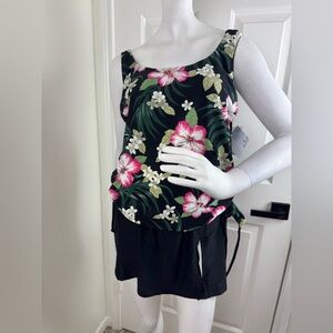 Beach Diva by Malibu Floral Black Bikini Set Size 14